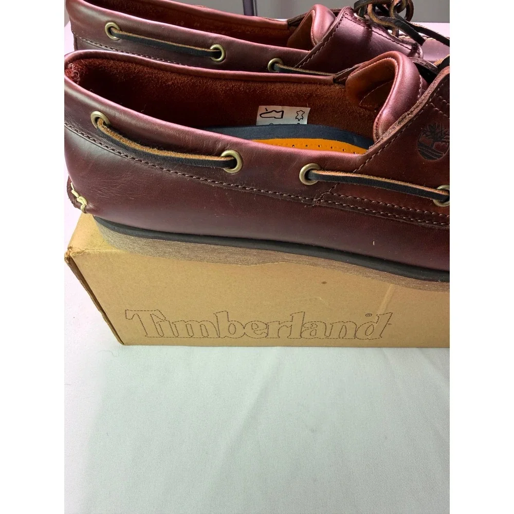 Timberland Mens Classic Boat Shoes Rootbeer Brown Leather Deck Shoes Size 14